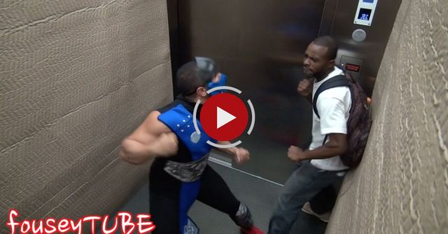 Mortal Kombat In The Elevator Prank