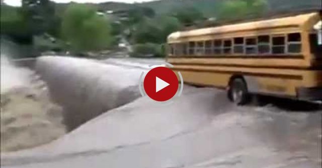 BUS Drives Over Waterfall