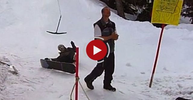 Funny Ski Lift Fail On A Snowboard