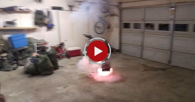 Firework Fail - Idiots Light Mortar Shell In Garage