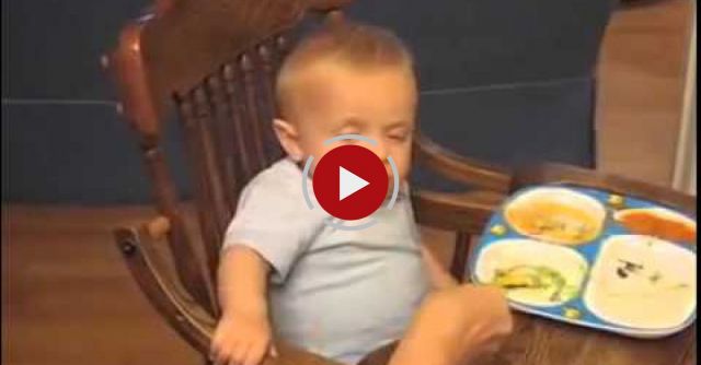 Dog Bark Wakes Baby Falling Asleep While Eating