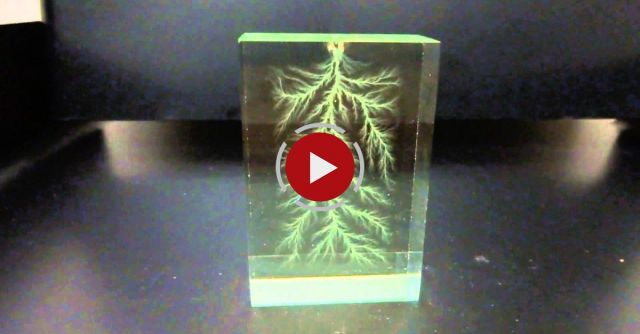 Lightning Stored In A Glass Brick