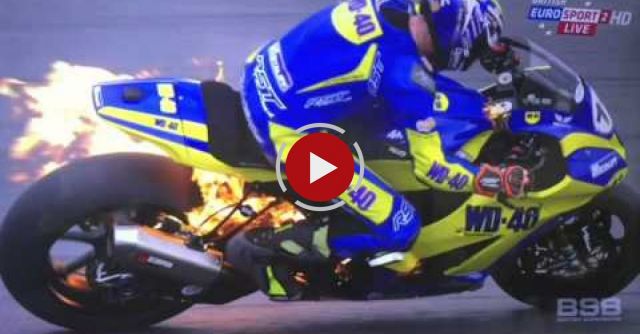 Taylor Mackenzie Bike Explodes Snetterton BSB Race
