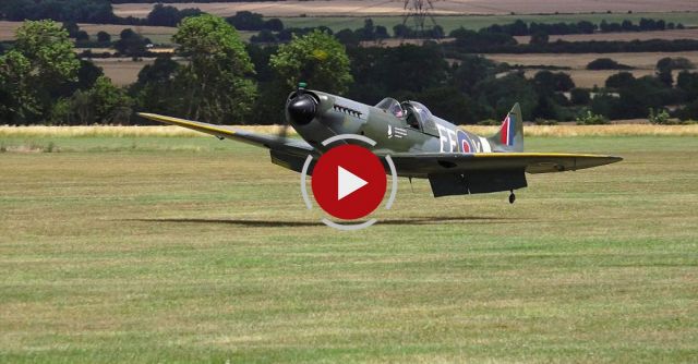 Dramatic Moment A Spitfire Lands Without Any Wheels.