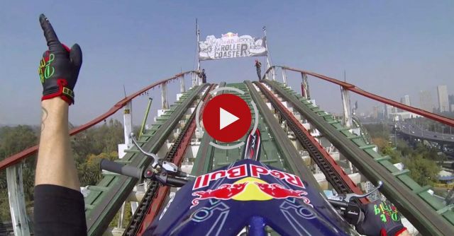 Trials Motorcycle On A Roller Coaster