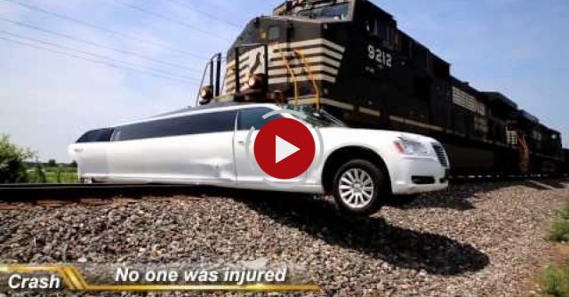 Amazing Limo Vs Train Crash 