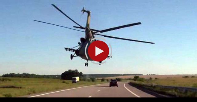 Russian Helicopter On The Road