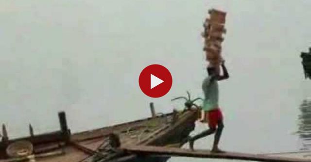 Dude Transports 22 Bricks On His Head