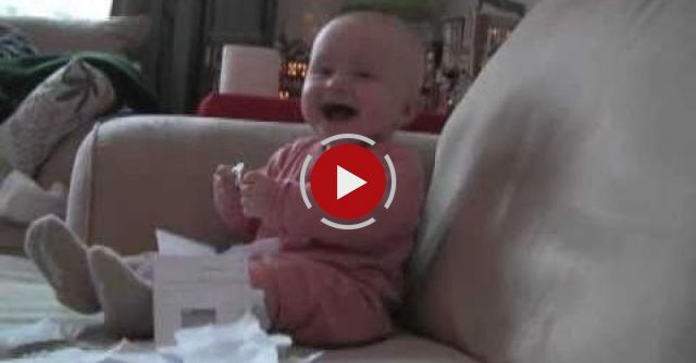 Baby Laughing Hysterically At Ripping Paper