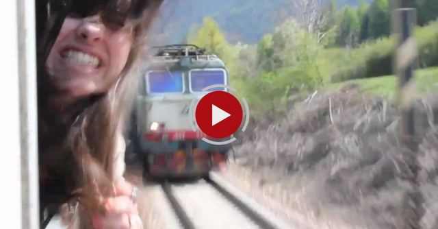 Tourist Girl Nearly Beheaded By Oncoming Train