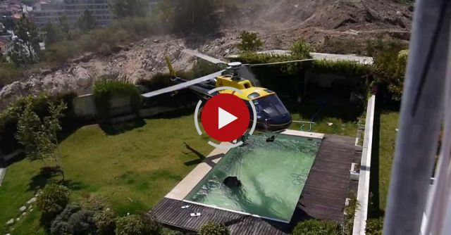 Amazing Helicopter Pilot Taking Water From Swimming Pool