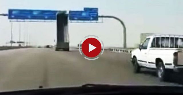 Truck Crashes Into A Highway Sign