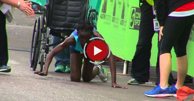 Marathon Runner Crawling To Finish