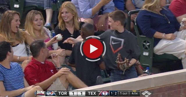 Young Fan Gives Decoy Ball To Pretty Lady