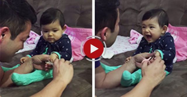 Adorable Toddler Screams Everytime Dad Tries To Cut Her Fingernails