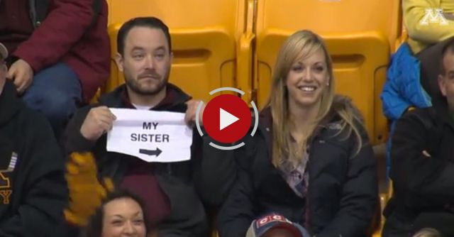 Guy Pulls Out Sign On Gophers Kiss Cam