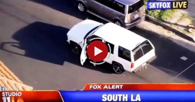 Police Car Chase And Gun Fight In Los Angeles 