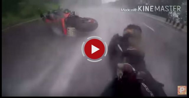 Biker Saves Girlfriend During Crash