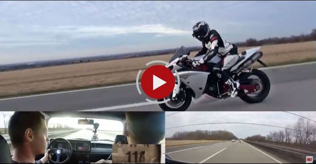 Old VW Golf Vs Yamaha Sport Bike 