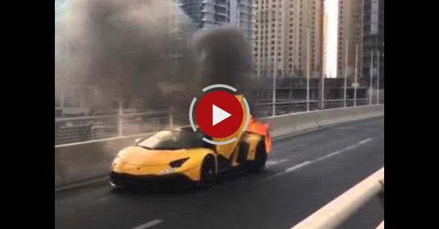 Lamborghini Aventador SV Supercar On FIRE In Dubai