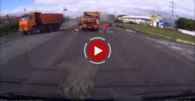 Reckless Truck Driver Causes Accident At Pedestrian Crossing