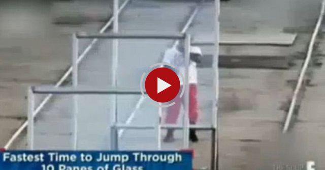 World Record Attemp. Jumping Through 10 Panes Of Glass.