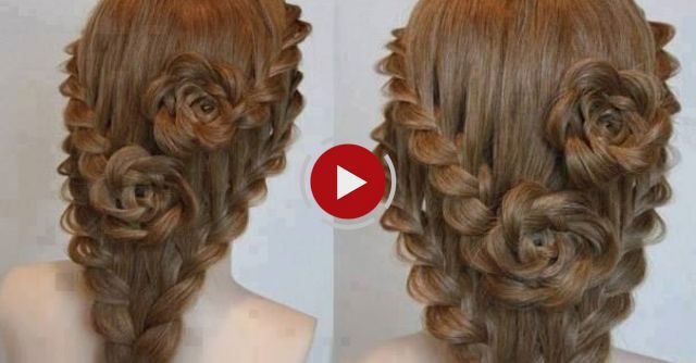 Lace Braid Rose Hairstyle For Long Hair