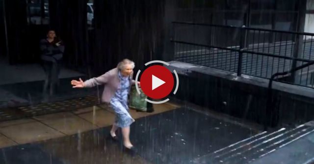 This grandma runs into the rain. The reason why? I'm in tears!