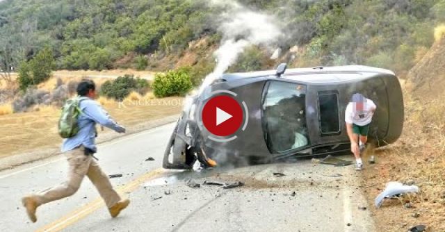 Car Crashes Hard Into Hillside 