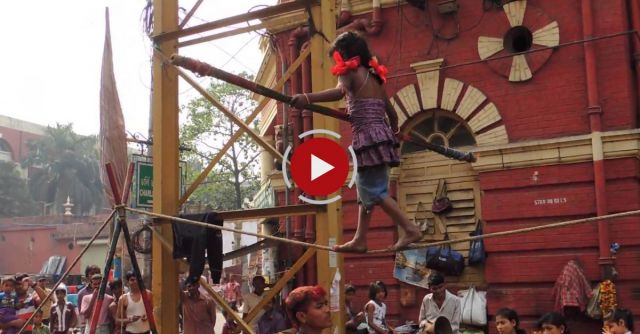 6 Year Old Girl Performs Amazing Tightrope Act