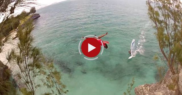 Cliff Jumper Almost Killed By Windsurfer