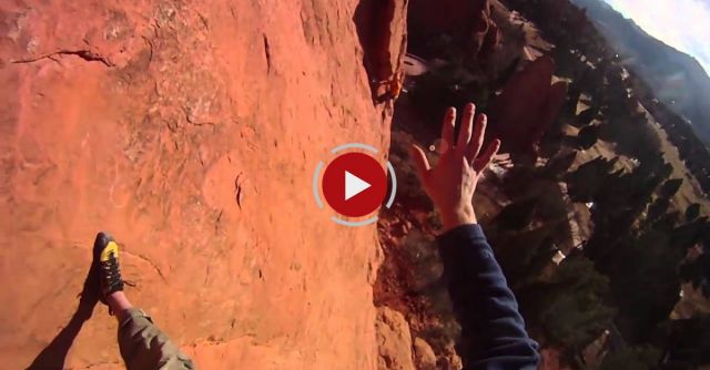 Horrifying Moment When A Guy Loses His Grip On A Cliff Face 