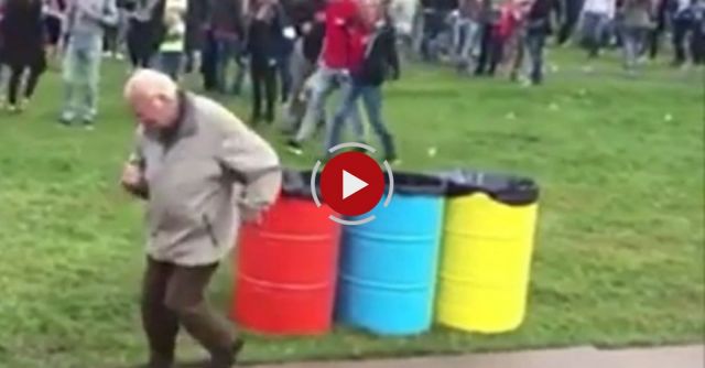 Old Man Dances At Electronic Music Festival