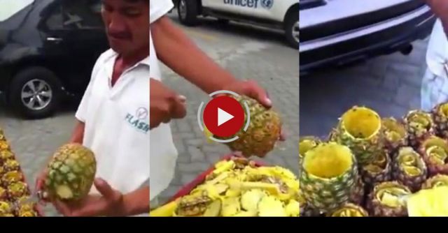 PEELING A PINEAPPLE CLEAN AND EASY !!!