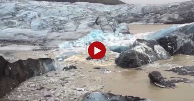 Iceberg Breaking Off  In Iceland