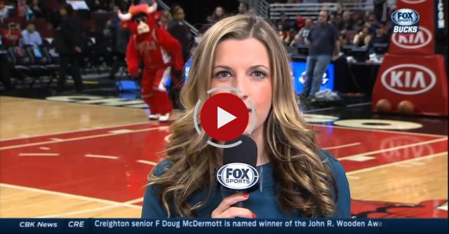 Benny The Bull Photobombs Milwaukee Bucks Sideline Reporter.