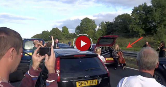 String Quartet Plays In Traffic Jam