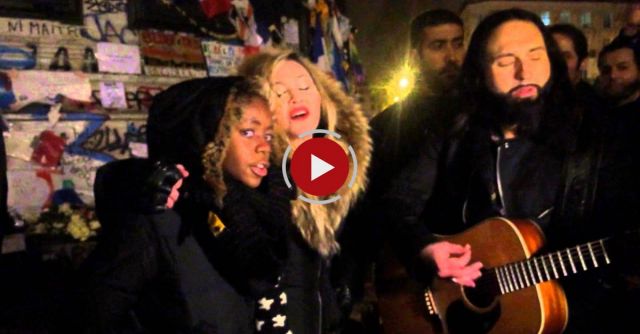 Madonna Sings Imagine In Paris At Place De La République
