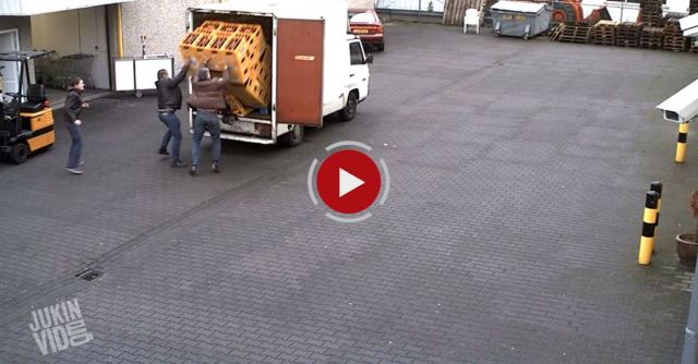 Workers Drop A Huge Case Of Beer