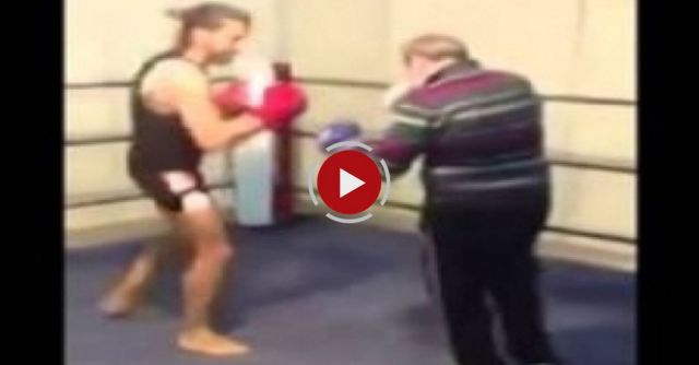 Old Man Knocks Down Boxer