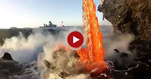 Lava Pouring Into Ocean