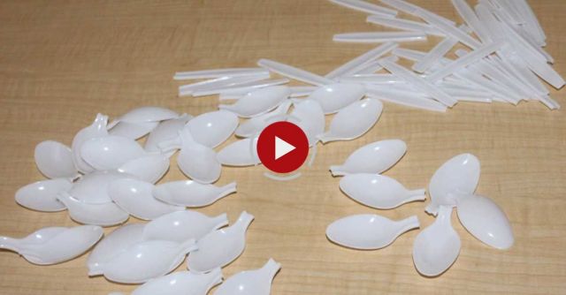 DIY : Plastic Spoon Flower Vase Or Center Piece