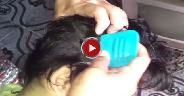 Worst Head Lice Infestation Ever: Adult Shows Child How To Get Rid Of Head Lice With A Nit Comb