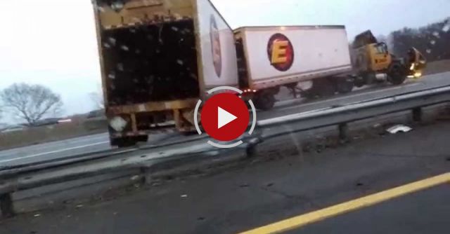 Truck Slips On Ice And Just Misses Hitting A Car
