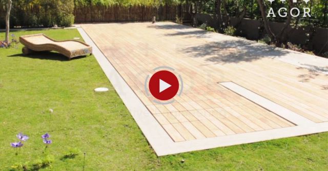 Wood Patio Transforms Into Pool 