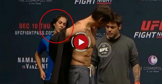 Girl Can’t Help But Stare At UFC Fighters When They Weigh In