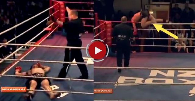 Kickboxer Gets Knocked Out, But Still Celebrates