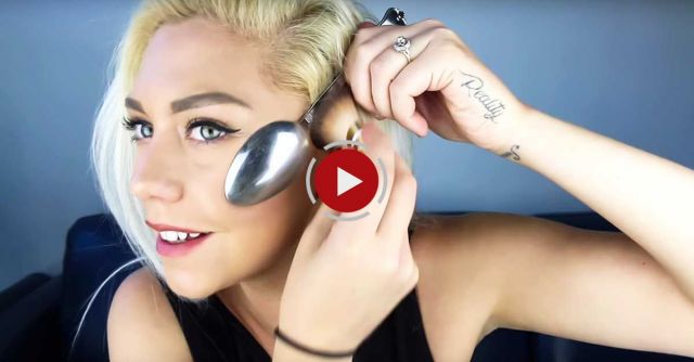  Woman Presses A Spoon To Her Cheek For A Game-changing Beauty Secret 