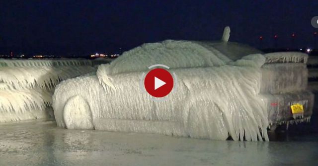 Car Parked In Lake Erie Is Completely Frozen... Lei It Go...