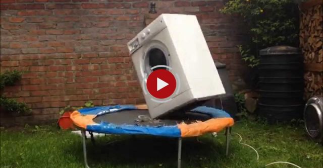 Washing Machine Brick Bouncing On Trampoline